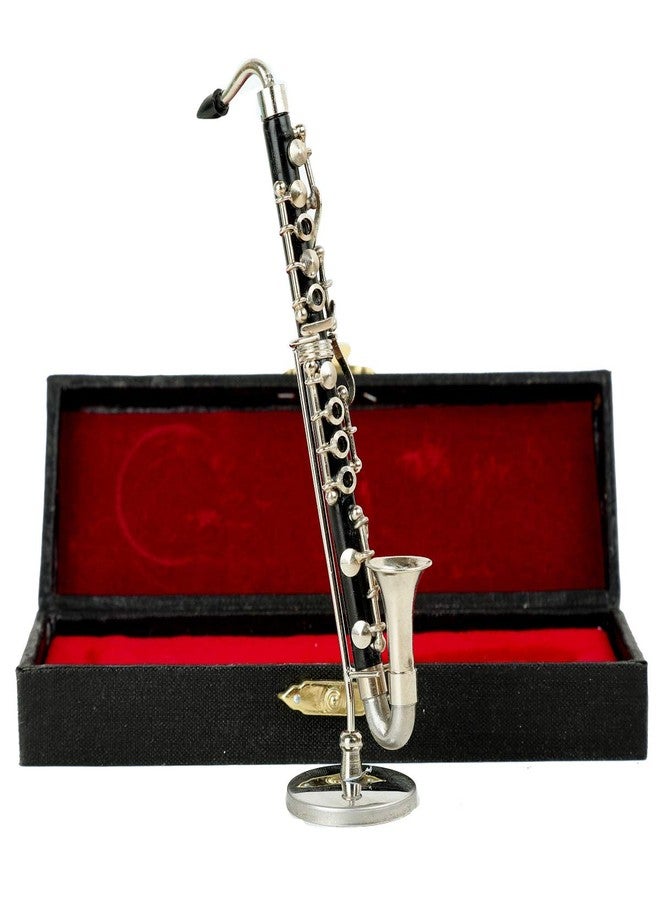 Dselvgvu Miniature Bass Clarinet with Stand and Case Mini Musical Instrument Replica Collectible Figurines Dollhouse Accessories Model Home Decorations Display Ornaments (5.12" Bass Clarinet) - Image 4